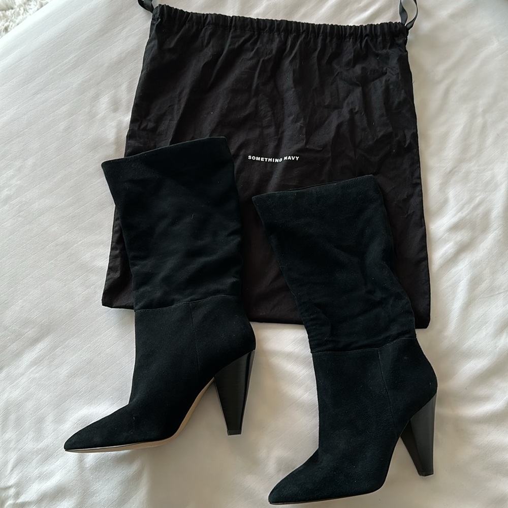 *never worn* Something Navy Parker Suede Boot 7.5 Black Suede